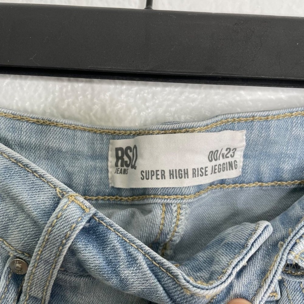 RSQ Jeans Womens Super High Rise Jeggings Light Wash Blue Skinny Size 00/23 - Picture 3 of 10